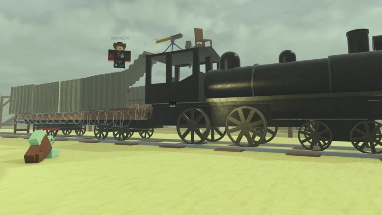 A survivor reading a Dead Rails guide book by a campfire